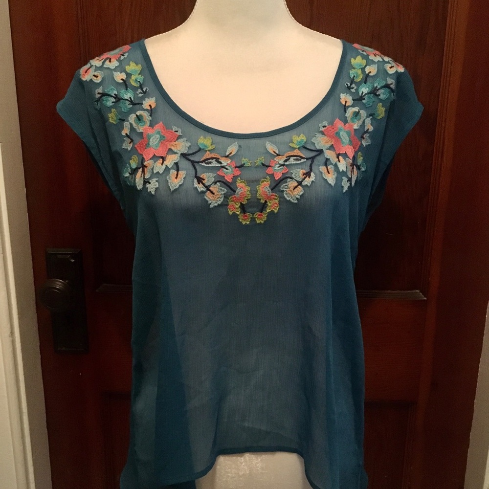 Women’s Sheer Embroidered Boho Top